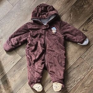 Carter's Brown Fleece Footed One Piece